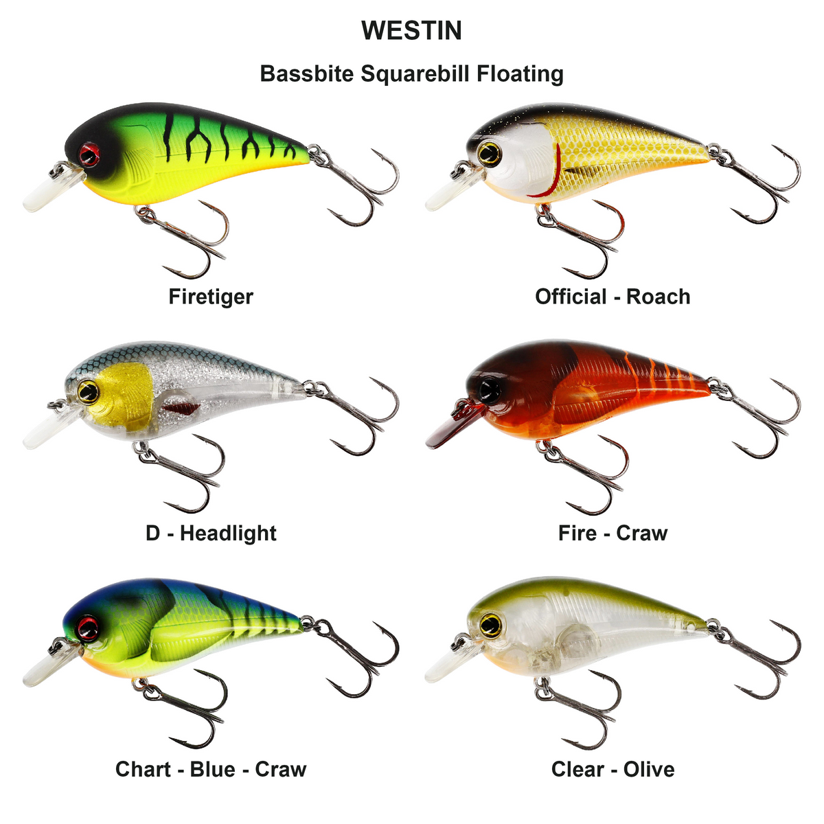 Farveoversigt – Bassbite Squarebill Floating