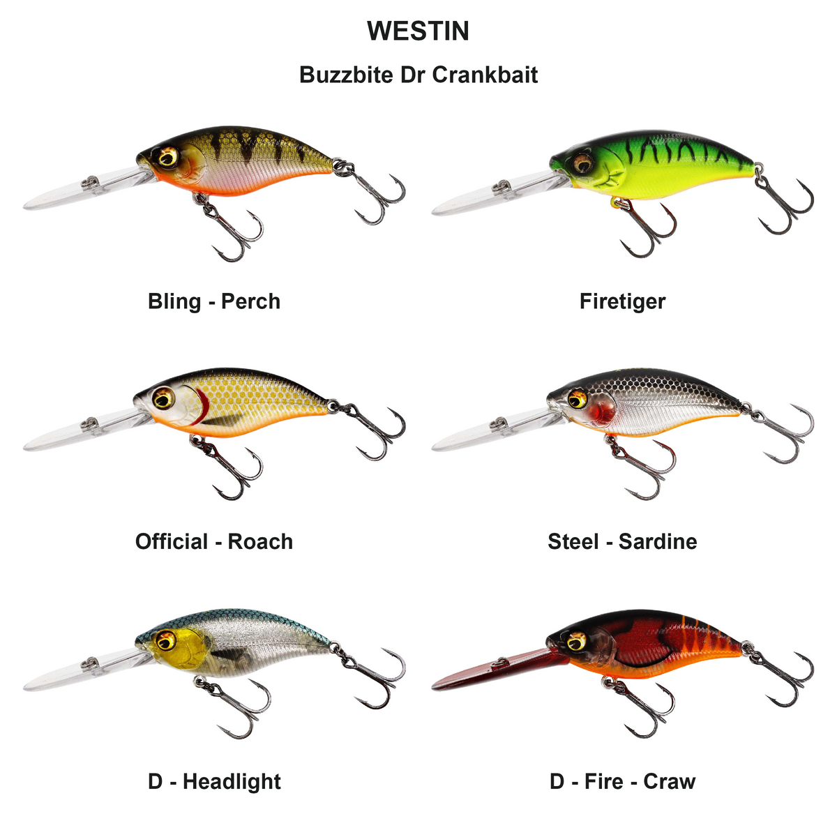 Farveoversigt – Buzzbite Dr Crankbait