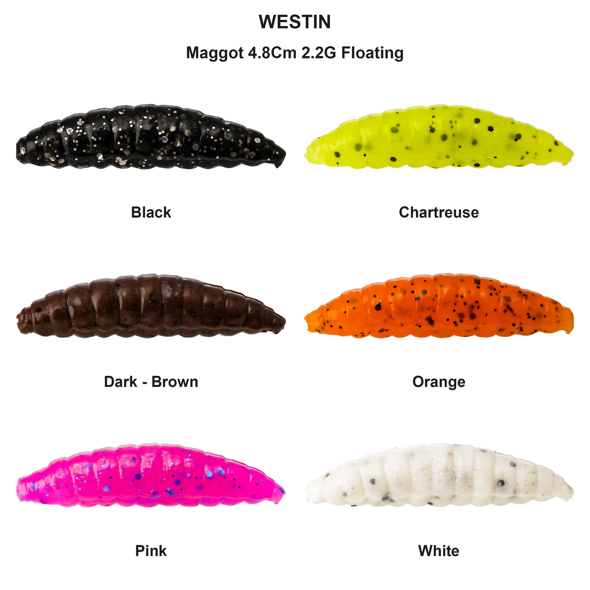 Farveoversigt – Maggot 4.8Cm 2.2G Floating