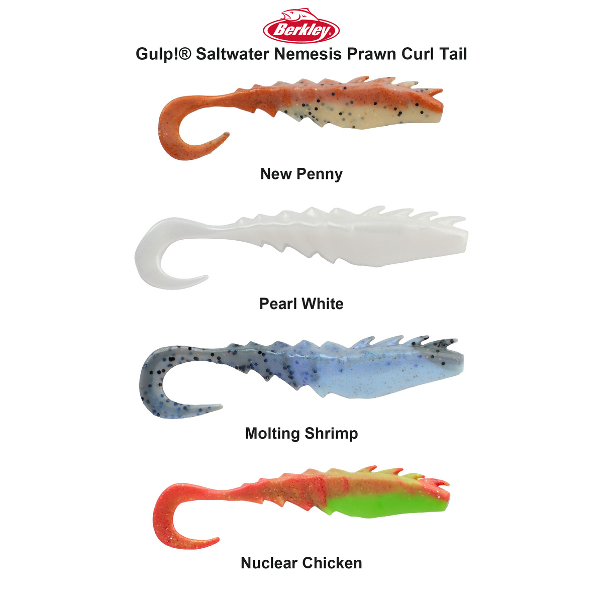 Farveoversigt – Berkley Gulp!® Saltwater Nemesis Prawn Curl Tail