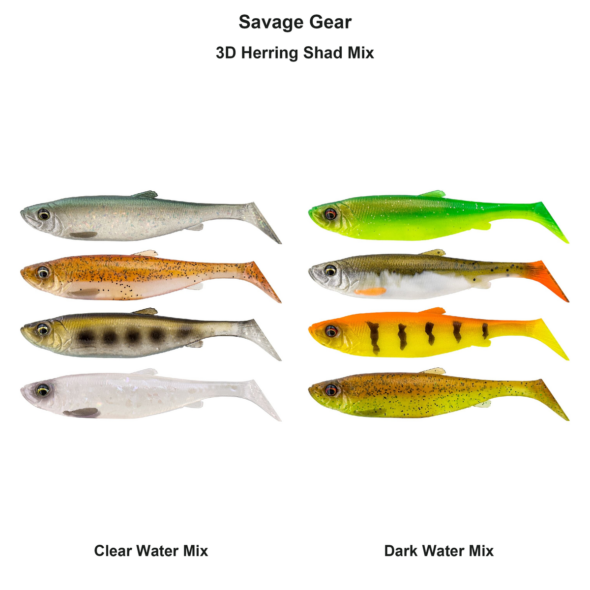 Farveoversigt – Savage Gear 3D Herring Shad Mix