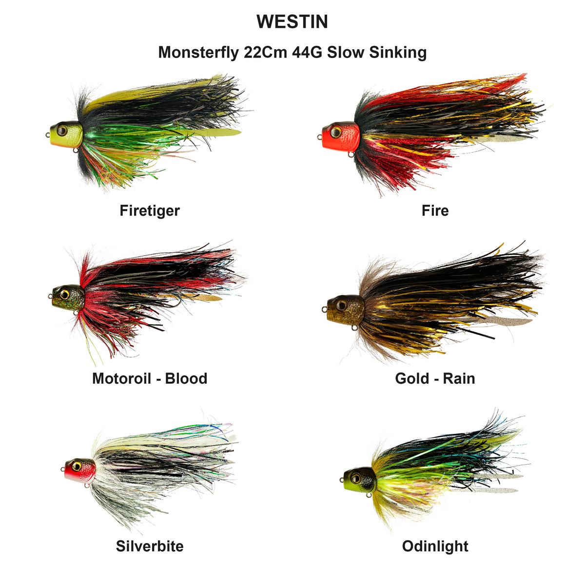 Farveoversigt – Monsterfly 22Cm 44G Slow Sinking