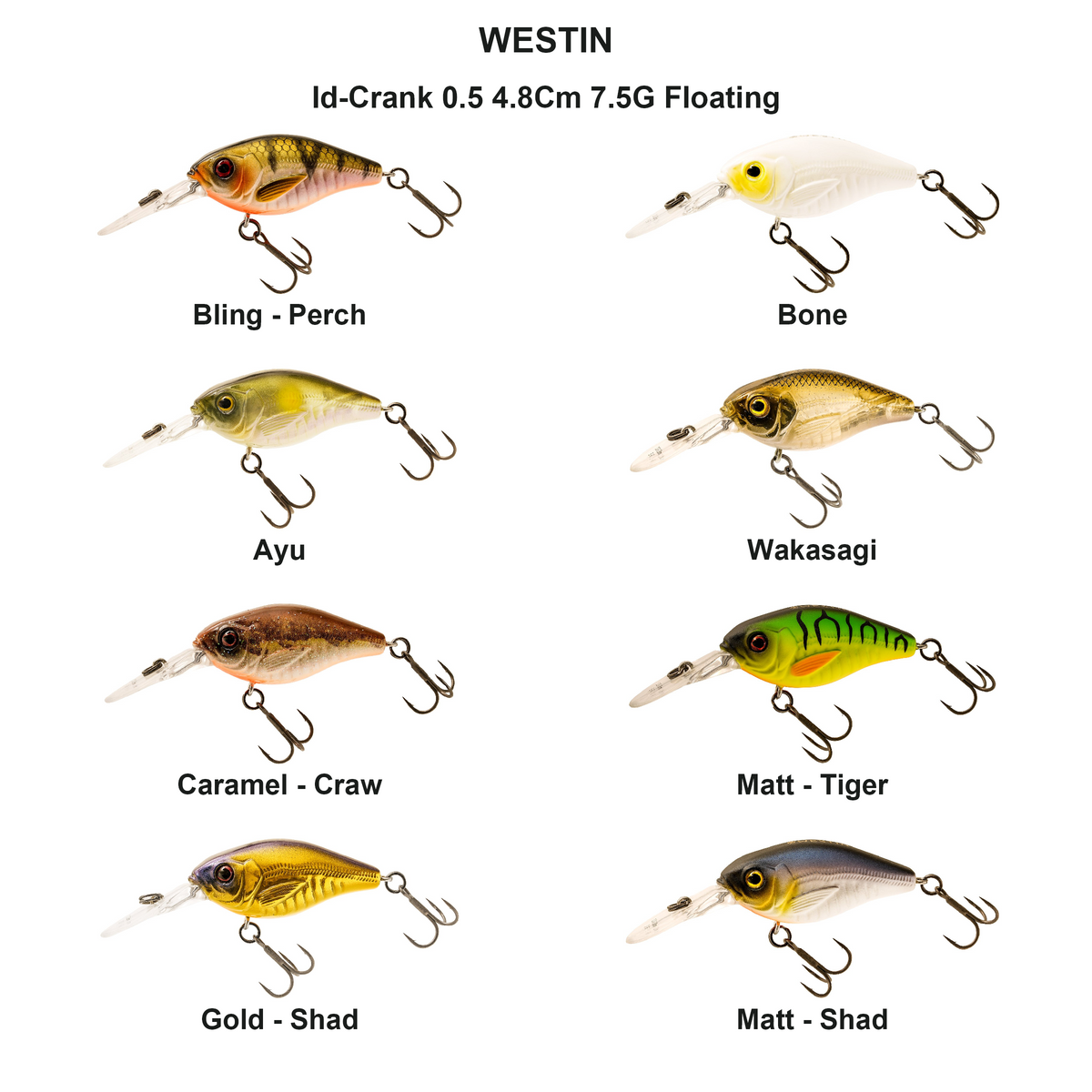 Farveoversigt – Id-Crank 0.5 4.8Cm 7.5G Floating